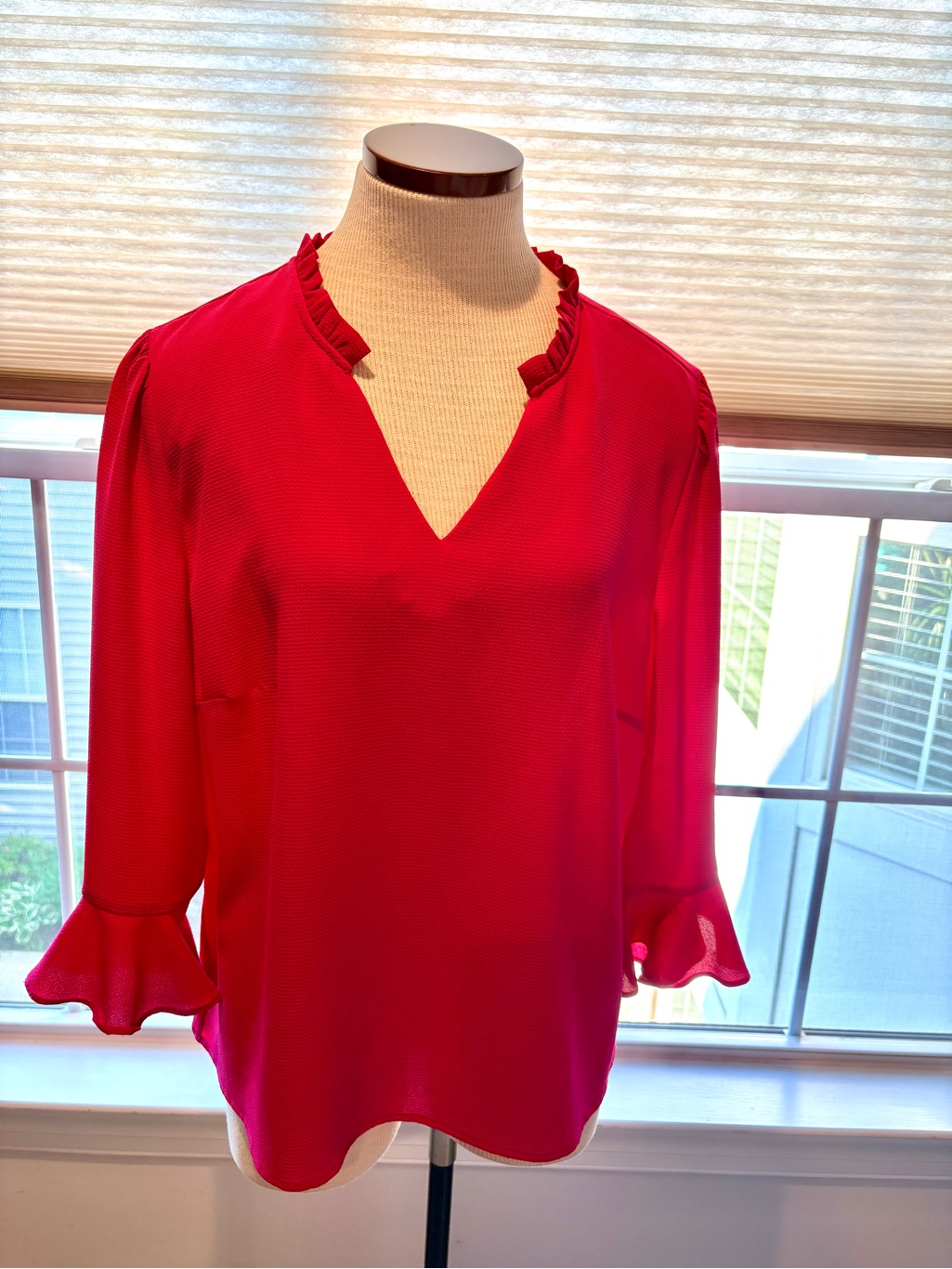 Cece Ruffle-Trim V-Neck Blouse